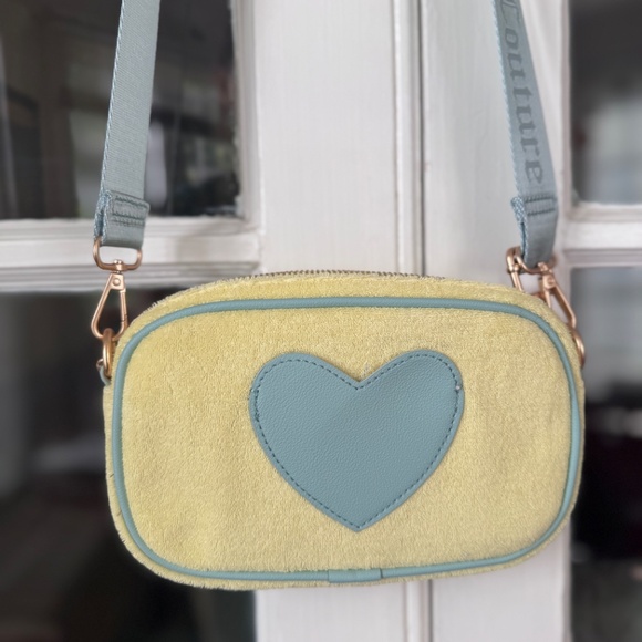 NWOT Juicy Couture Yellow & Blue Crossbody Bag Terri-cloth & small teal Pouch - Picture 9 of 10